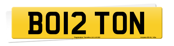 Registration number BO12 TON